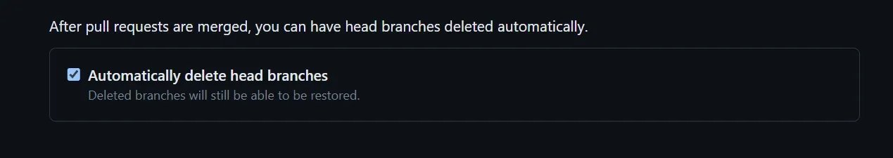 automatically delete head branches on GitHub
